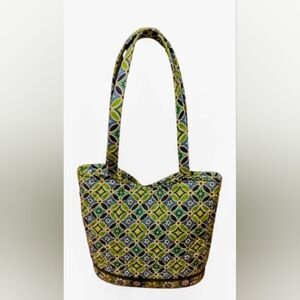 Vera Bradley Geometric Green and Yellow Shoulder/tote Bag(Nwot)